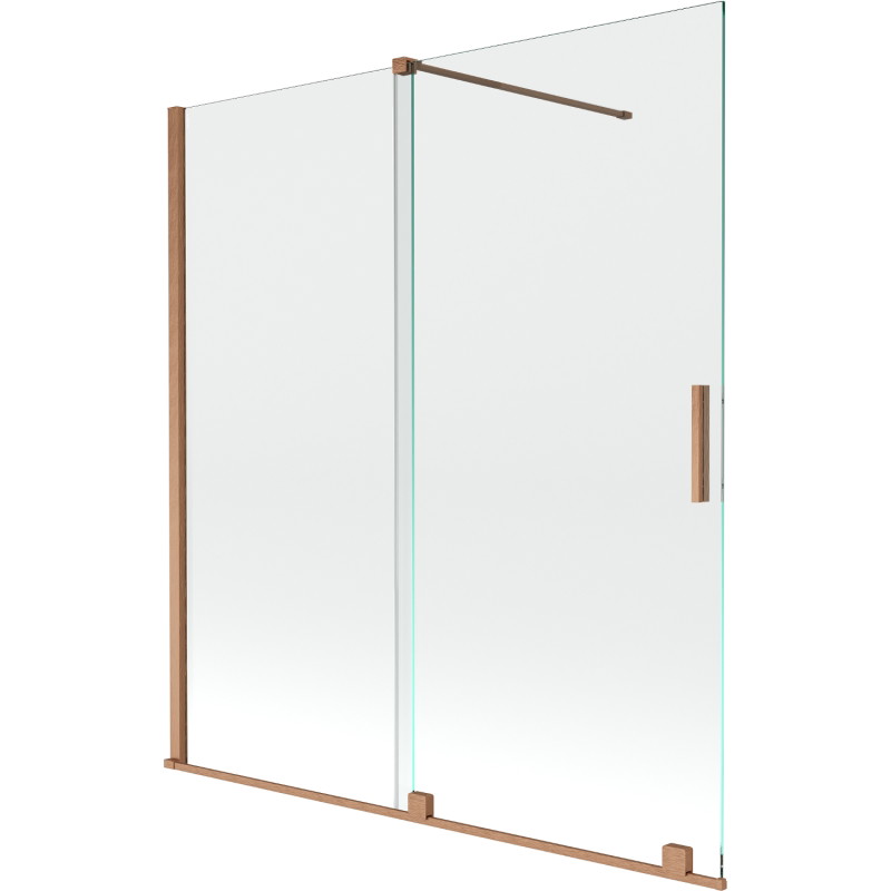Mexen Velar paravan cadă de baie cu 2 canaturi glisant 150 x 150 cm, transparent, cupru periat - 896-150-000-01-65