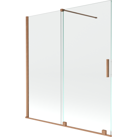 Mexen Velar paravan cadă 2-aripi culisant 150 x 150 cm, transparent, Cupru cu aspect periat - 896-150-000-01-65