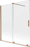 Mexen Velar paravan cadă 2-aripi culisant 150 x 150 cm, transparent, Cupru cu aspect periat - 896-150-000-01-65