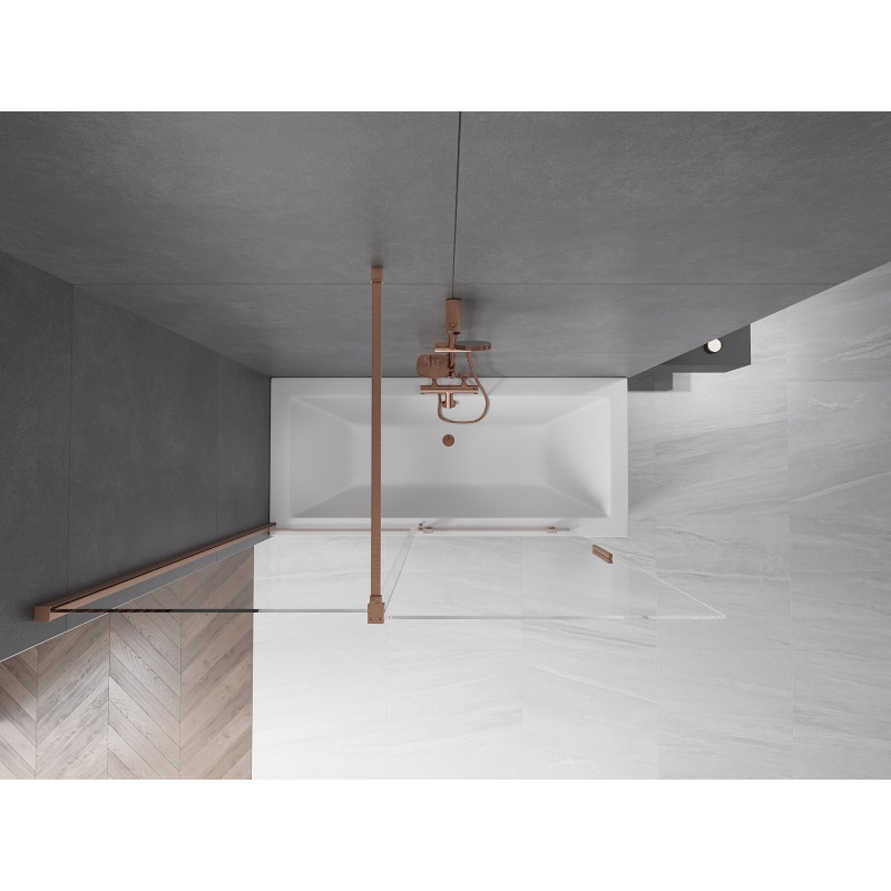 Mexen Velar paravan de cadă cu 2 uși glisante 150 x 150 cm, transparent, cupru periat - 896-150-000-01-65