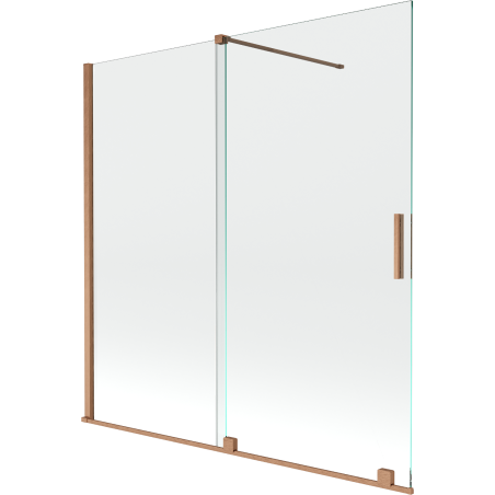 Mexen Velar paravan cadă 2-aripi culisant 160 x 150 cm, transparent, Cupru cu aspect periat - 896-160-000-01-65