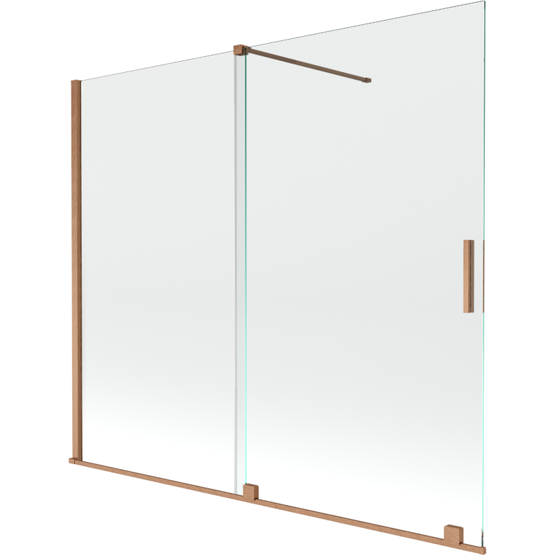 Mexen Velar kétszárnyú, toló, fürdőkád paraván 180 x 150 cm, átlátszó, kefélt réz - 896-180-000-01-65