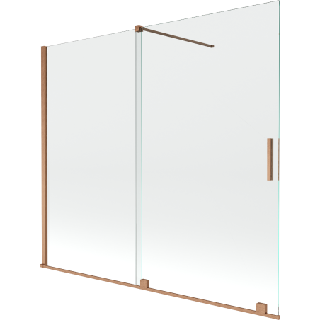 Mexen Velar kétszárnyú, toló, fürdőkád paraván 180 x 150 cm, átlátszó, kefélt réz - 896-180-000-01-65