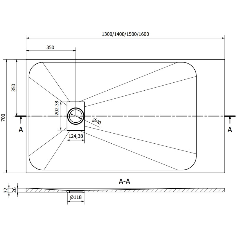 Mexen Hugo bazin de duș dreptunghiular SMC 140 x 70 cm, gri - 42617014