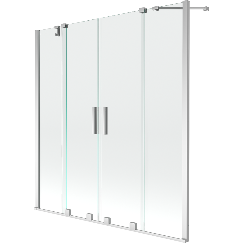 Mexen Velar Duo 2 szárnyas kádparaván mozgatható 150 x 150 cm, Átlátszó, Króm - 896-150-000-02-01
