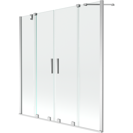 Mexen Velar Kéttáblás kádparaván 2-szárnyas tolóajtós 150 x 150 cm, átlátszó, króm - 896-150-000-02-01