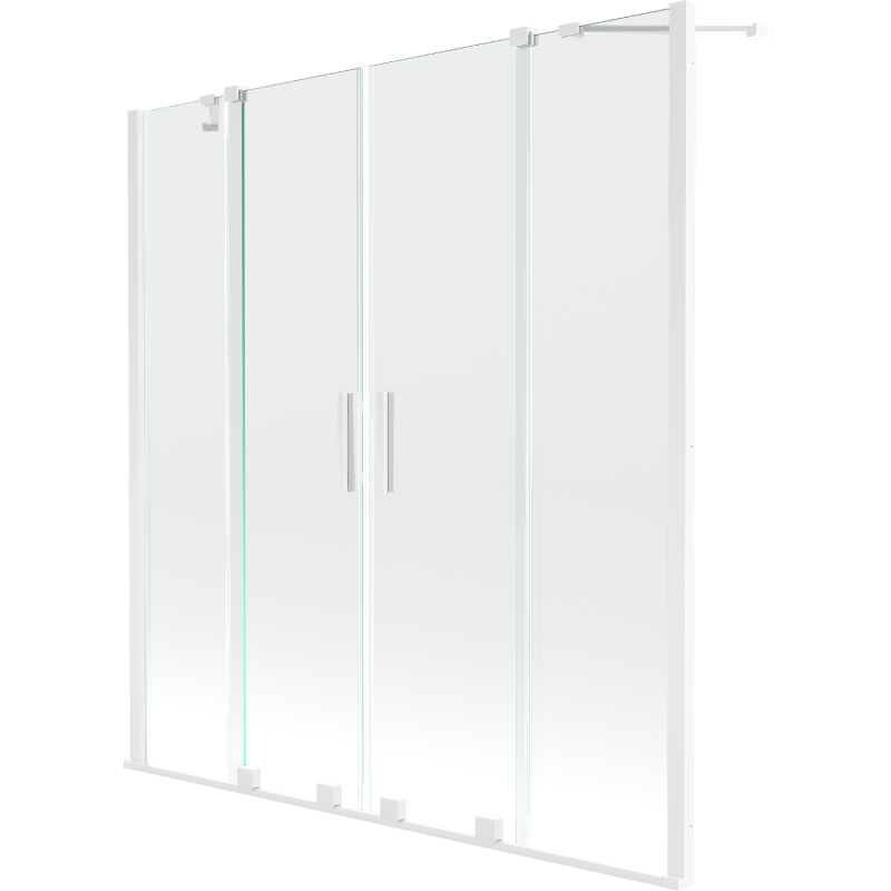 Mexen Velar Duo paravan cadă 2-aripi culisant 140 x 150 cm, transparent, Albă - 896-140-000-02-20