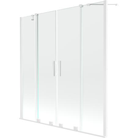 Mexen Velar Duo paravan cadă 2-aripi culisant 140 x 150 cm, transparent, Albă - 896-140-000-02-20