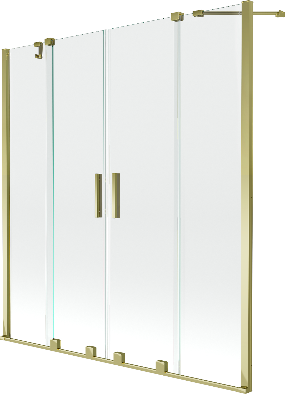 Mexen Velar Duo paravan cadă 2-aripi culisant 150 x 150 cm, transparent, Auriu - 896-150-000-02-50