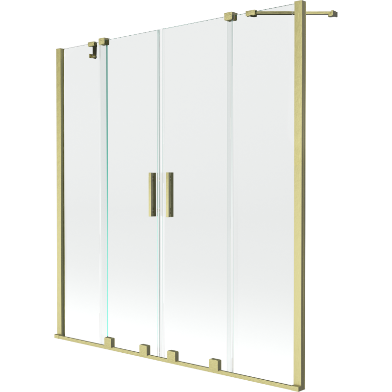 Mexen Velar Duo paravan cadă 2-aripi culisant 140 x 150 cm, transparent, auriu cu aspect periat - 896-140-000-02-55