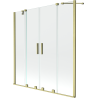 Mexen Velar Duo paravan cadă 2-aripi culisant 150 x 150 cm, transparent, auriu cu aspect periat - 896-150-000-02-55