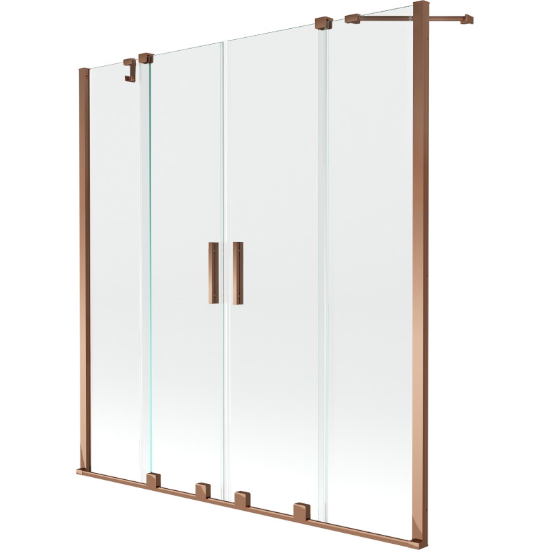 Mexen Velar Duo kádparaván, 2-szárnyú, toló, 140 x 150 cm, átlátszó, rózsaszín arany - 896-140-000-02-60