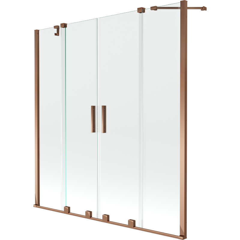 Mexen Velar Duo kádparaván, 2 szárnyú tolóajtós, 160 x 150 cm, átlátszó, rózsaarany - 896-160-000-02-60