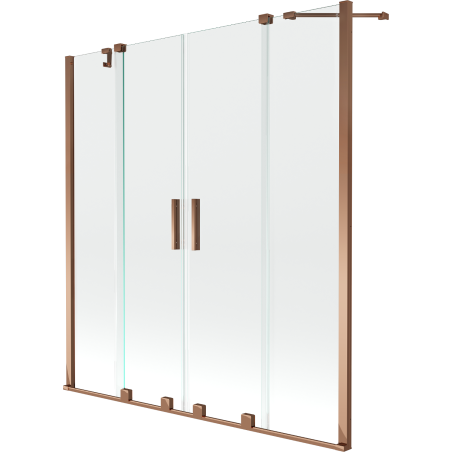 Mexen Velar Duo kádparaván, 2 szárnyú tolóajtós, 160 x 150 cm, átlátszó, rózsaarany - 896-160-000-02-60