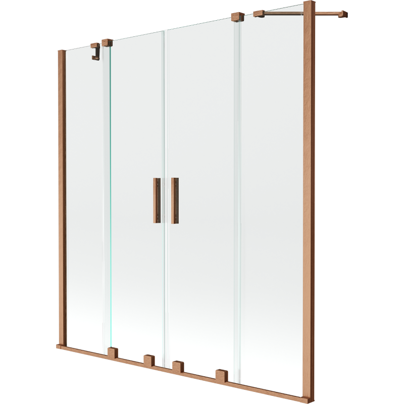 Mexen Velar Duo paravan cadă 2-aripi culisant 140 x 150 cm, transparent, Cupru cu aspect periat - 896-140-000-02-65