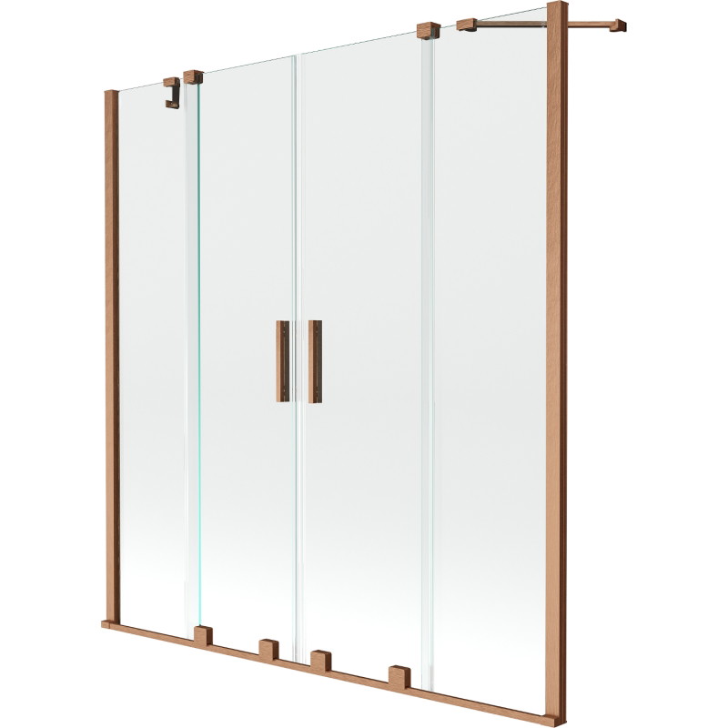 Mexen Velar Duo kádparaván 2-szárnyú toló 150 x 150 cm, átlátszó, keféléses réz - 896-150-000-02-65