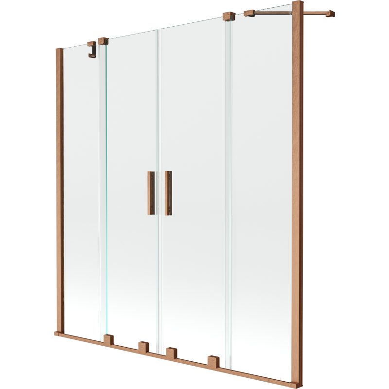 Mexen Velar Duo paravan cadă 2-aripi culisant 150 x 150 cm, transparent, Cupru cu aspect periat - 896-150-000-02-65