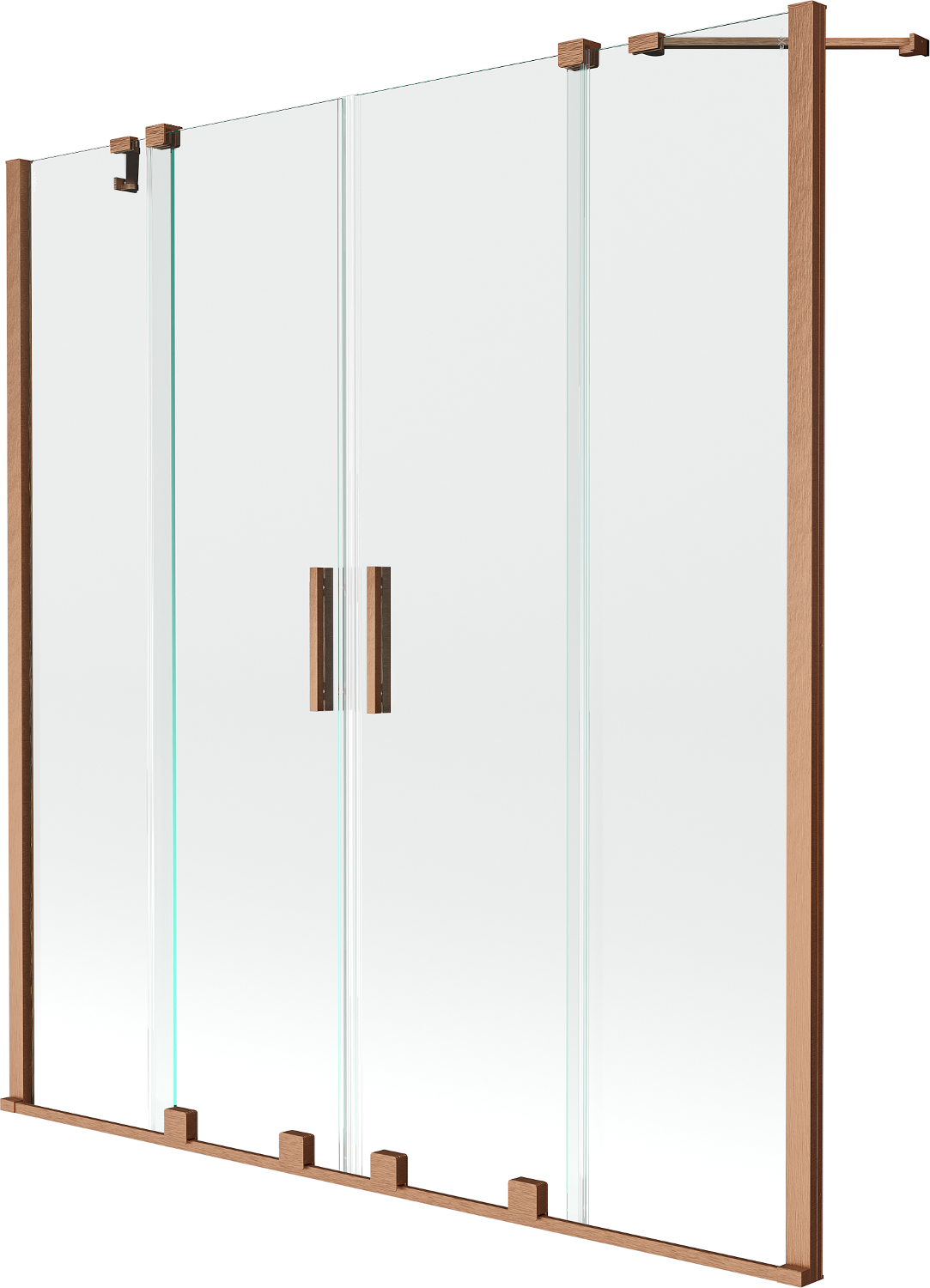 Mexen Velar Duo paravan cadă 2-aripi culisant 150 x 150 cm, transparent, Cupru cu aspect periat - 896-150-000-02-65