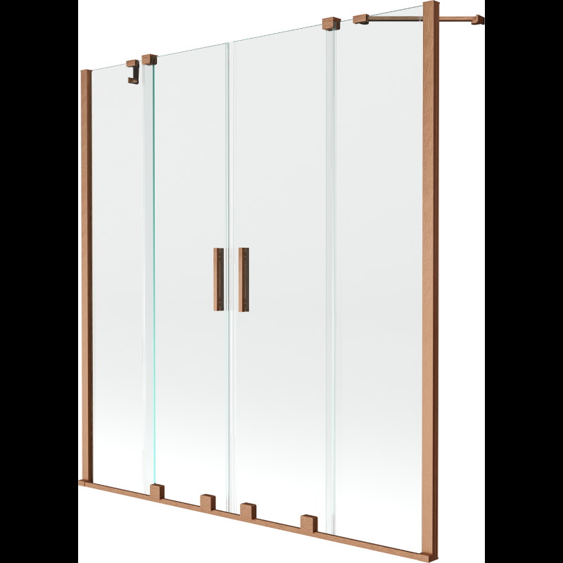 Mexen Velar Duo paravan cadă 2-aripi culisant 160 x 150 cm, transparent, Cupru cu aspect periat - 896-160-000-02-65