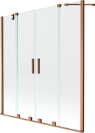 Mexen Velar Kétszárnyú kádparaván, húzható 160 x 150 cm, átlátszó, kefevelt réz - 896-160-000-02-65