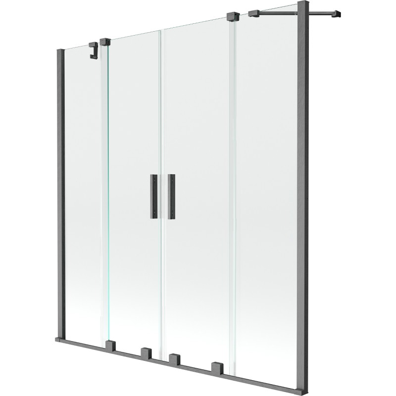 Mexen Velar Duo paravan de cadă 2-panel glisant 160 x 150 cm, transparent, gri armat periat - 896-160-000-02-66