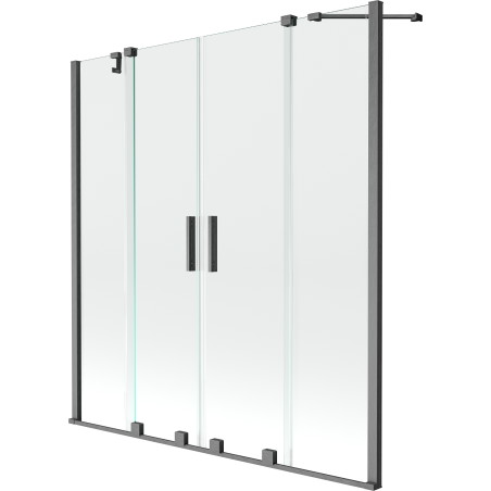 Mexen Velar Duo paravan cadă 2-aripi culisant 160 x 150 cm, transparent, gun gray cu aspect periat - 896-160-000-02-66