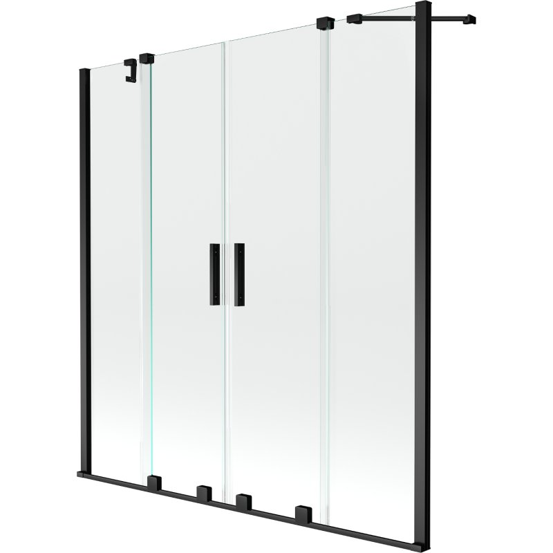 Mexen Velar Duo paravan de cadă cu două panouri culisante 140 x 150 cm, transparent, negru - 896-140-000-02-70