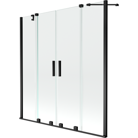 Mexen Velar Duo kétszárnyú, 140 x 150 cm-es toló kádparaván, átlátszó, fekete - 896-140-000-02-70