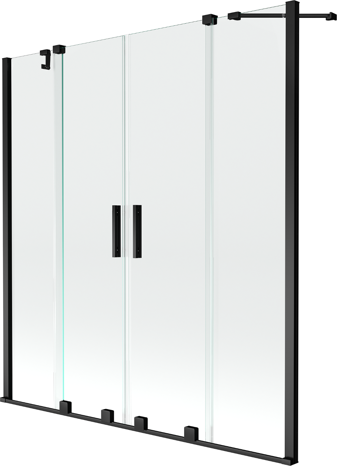 Mexen Velar Duo paravan cadă 2-aripi culisant 140 x 150 cm, transparent, Neagră - 896-140-000-02-70