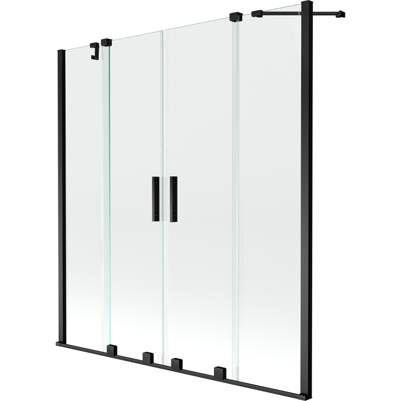 Mexen Velar Duo paravan cadă 2-aripi culisant 150 x 150 cm, transparent, Neagră - 896-150-000-02-70