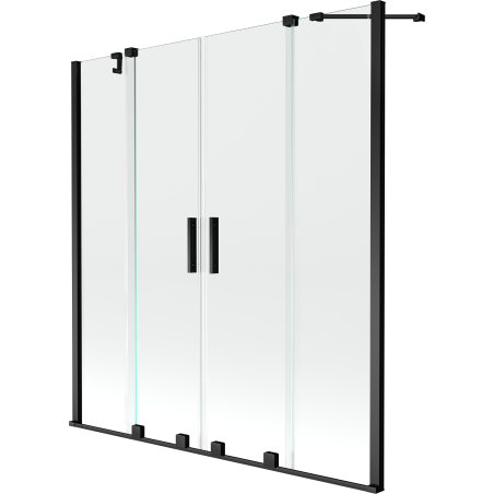 Mexen Velar Duo paravan cadă 2-aripi culisant 150 x 150 cm, transparent, Neagră - 896-150-000-02-70