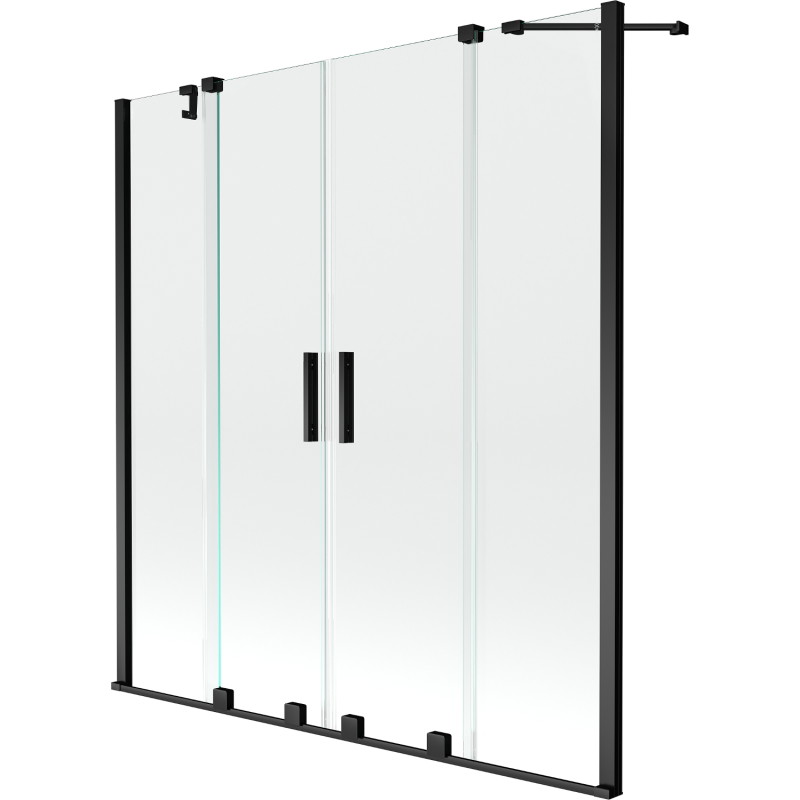 Mexen Velar Duo paravan cadă cu 2 aripi glisante 160 x 150 cm, transparent, negru - 896-160-000-02-70