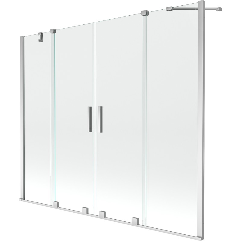 Mexen Velar Duo kétszárnyas, 200 x 150 cm-es, átlátszó, krómozott kádparaván - 896-200-000-02-01