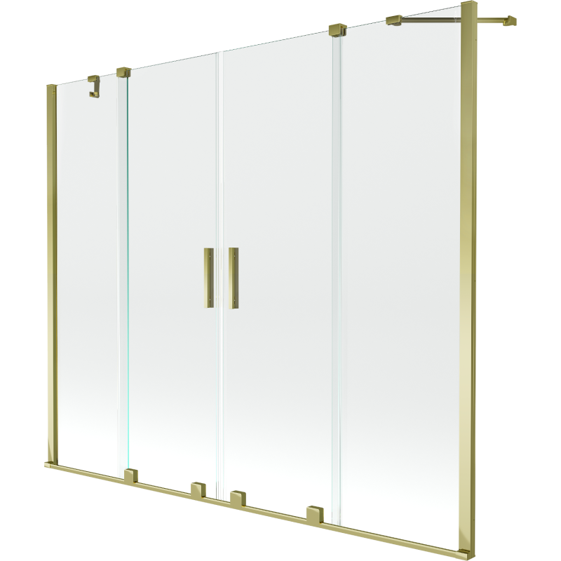 Mexen Velar Duo 2 szárnyas kádparaván mozgatható 200 x 150 cm, Átlátszó, arany - 896-200-000-02-50