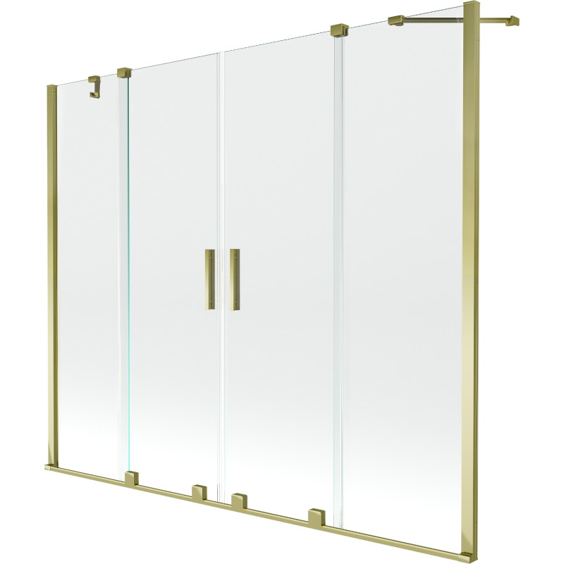 Mexen Velar Duo kádparaván 2-szárnyas tolóajtós 200 x 150 cm, átlátszó, arany - 896-200-000-02-50