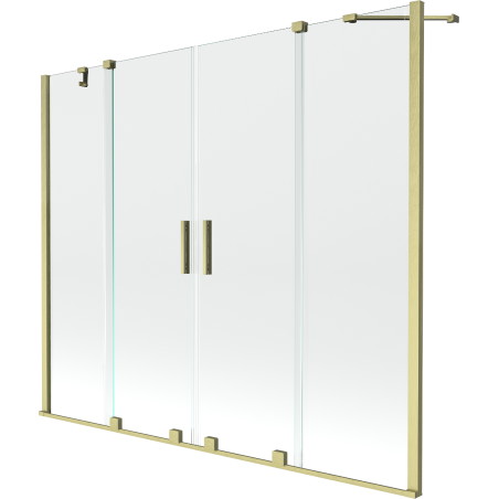 Mexen Velar Duo paravan cadă 2-aripi culisant 170 x 150 cm, transparent, auriu cu aspect periat - 896-170-000-02-55