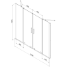 Mexen Velar Duo paravan cadă 2-aripi culisant 170 x 150 cm, transparent, auriu cu aspect periat - 896-170-000-02-55