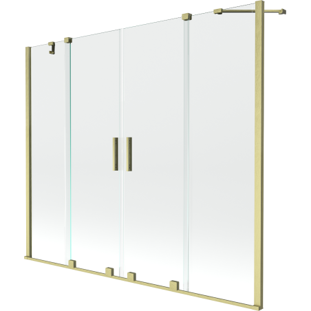 Mexen Velar Duo paravan cadă 2-aripi culisant 200 x 150 cm, transparent, auriu cu aspect periat - 896-200-000-02-55