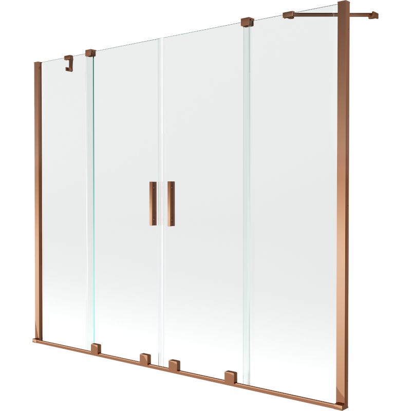 Mexen Velar Duo kétszárnyú toló kádparaván 180 x 150 cm, átlátszó, rózsaarany - 896-180-000-02-60