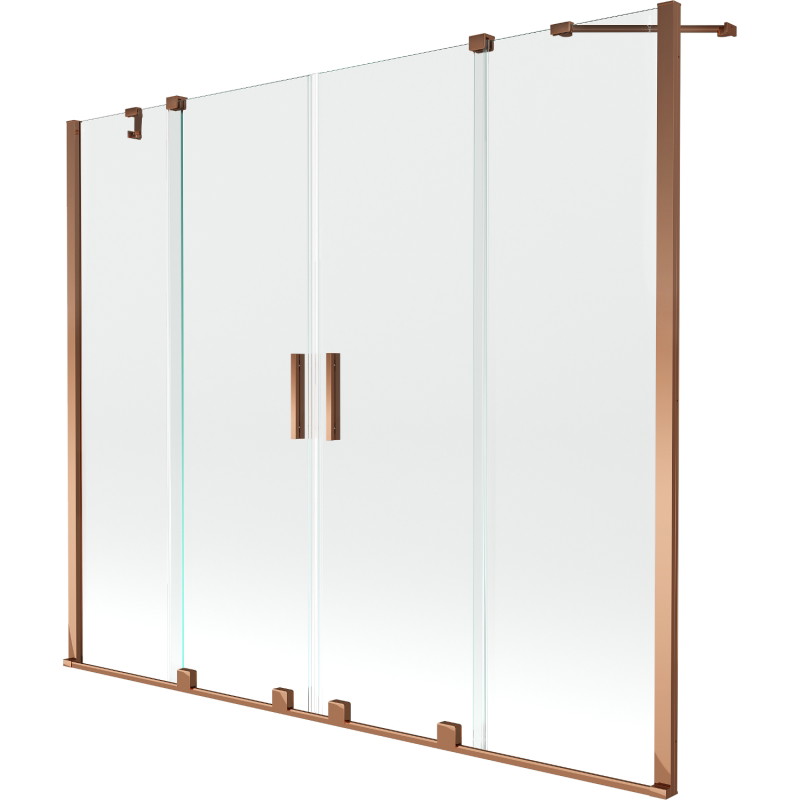 Mexen Velar Paravan baie Duo, cu 2 uși glisante, 180 x 150 cm, transparent, aur roz - 896-180-000-02-60