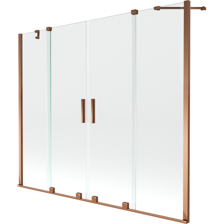 Mexen Velar Duo kétrészes, toló fürdőkád paraván 180 x 150 cm, átlátszó, rózsaarany - 896-180-000-02-60