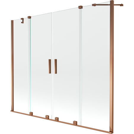 Mexen Velar Duo kétszárnyú toló kádparaván 180 x 150 cm, átlátszó, rózsaarany - 896-180-000-02-60