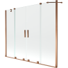 Mexen Velar Duo kétszárnyú toló kádparaván 180 x 150 cm, átlátszó, rózsaarany - 896-180-000-02-60