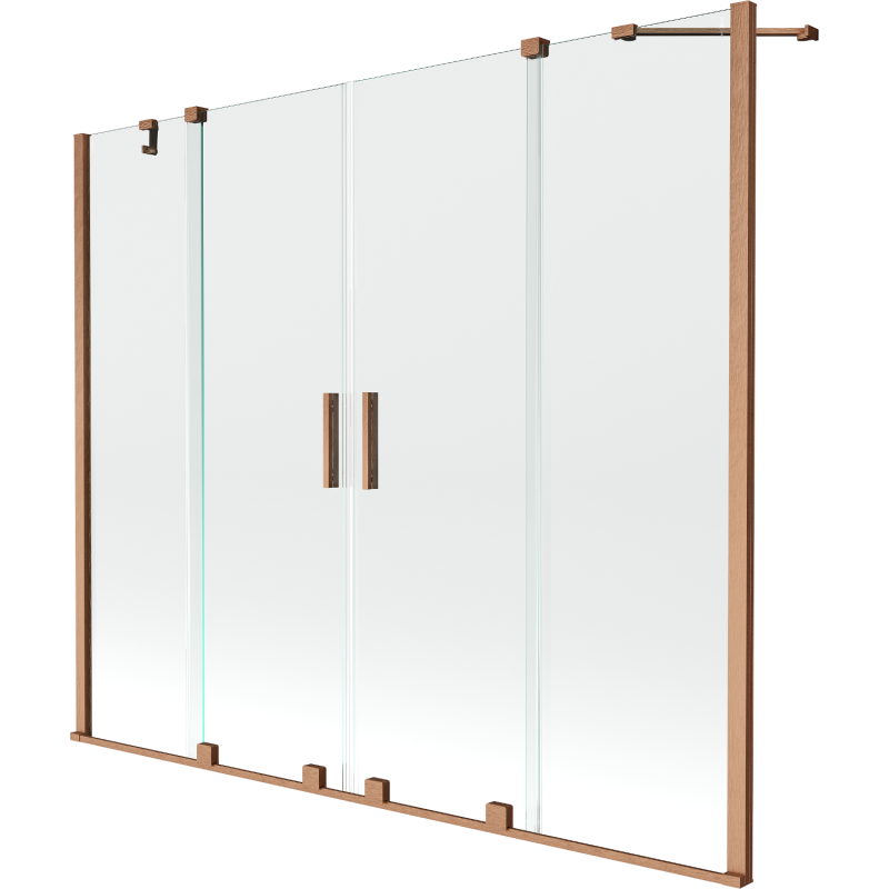 Mexen Velar Duo paravan cadă 2-aripi culisant 170 x 150 cm, transparent, Cupru cu aspect periat - 896-170-000-02-65