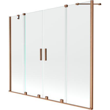 Mexen Velar Duo paravan de cadă cu 2 aripi glisante 170 x 150 cm, transparent, cupru periat - 896-170-000-02-65