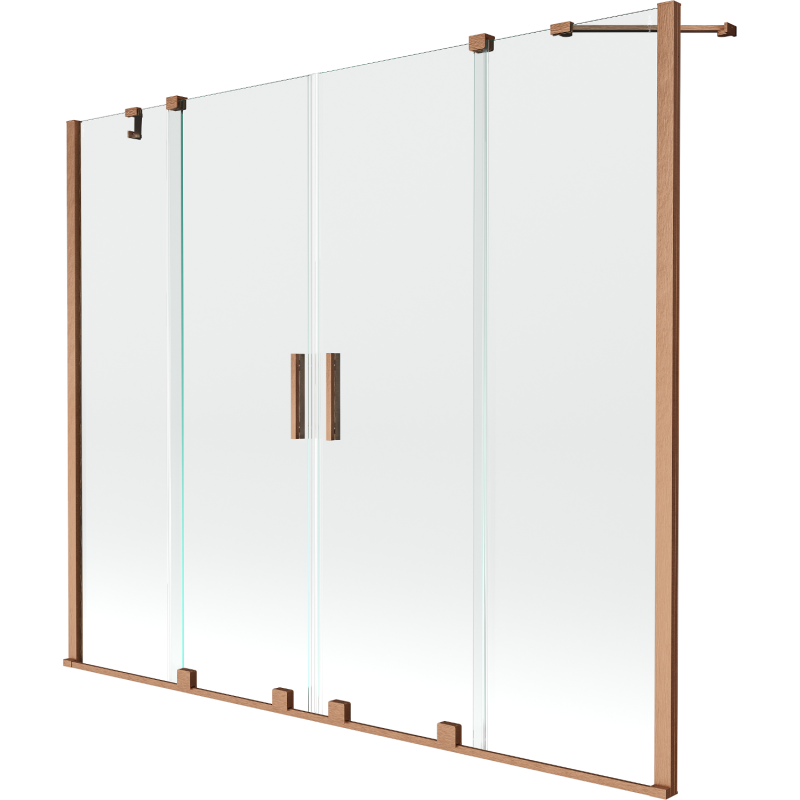 Mexen Velar Duo paravan cadă 2-aripi culisant 180 x 150 cm, transparent, Cupru cu aspect periat - 896-180-000-02-65