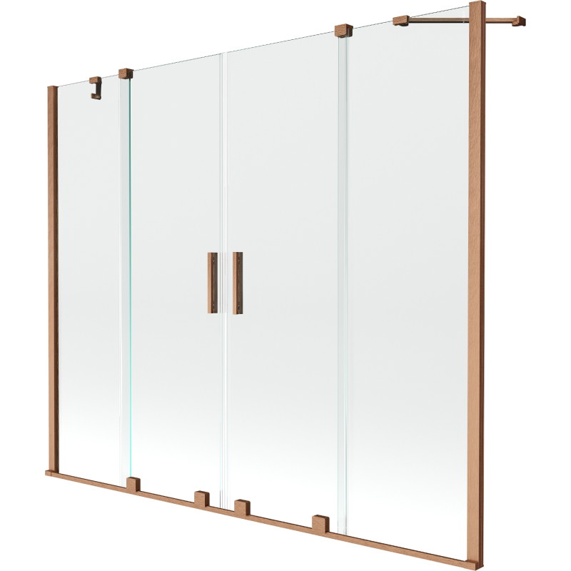Mexen Velar Duo paravan pentru cadă de baie cu 2 panouri glisante 200 x 150 cm, transparent, cupru periat - 896-200-000-02-65