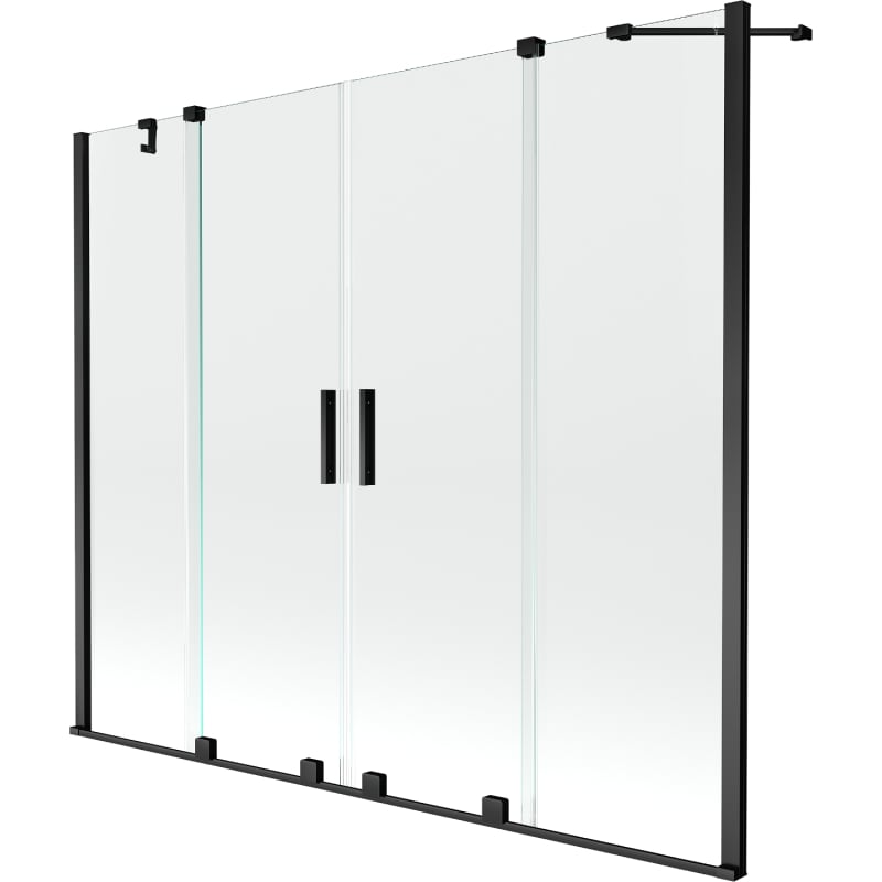 Mexen Velar Panou de cadă Duo, 2 canate culisante, 170 x 150 cm, transparent, negru - 896-170-000-02-70