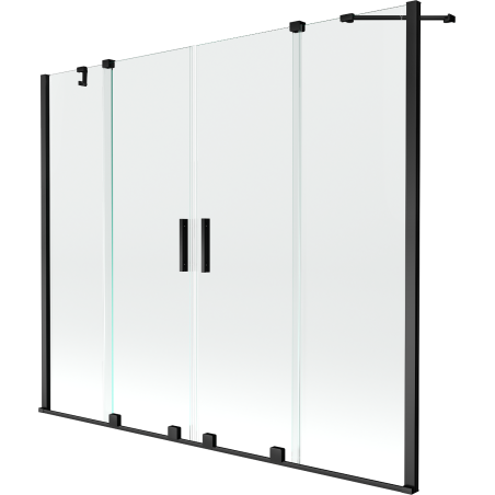 Mexen Velar Panou de cadă Duo, 2 canate culisante, 170 x 150 cm, transparent, negru - 896-170-000-02-70