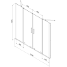 Mexen Velar Panou de cadă Duo, 2 canate culisante, 170 x 150 cm, transparent, negru - 896-170-000-02-70